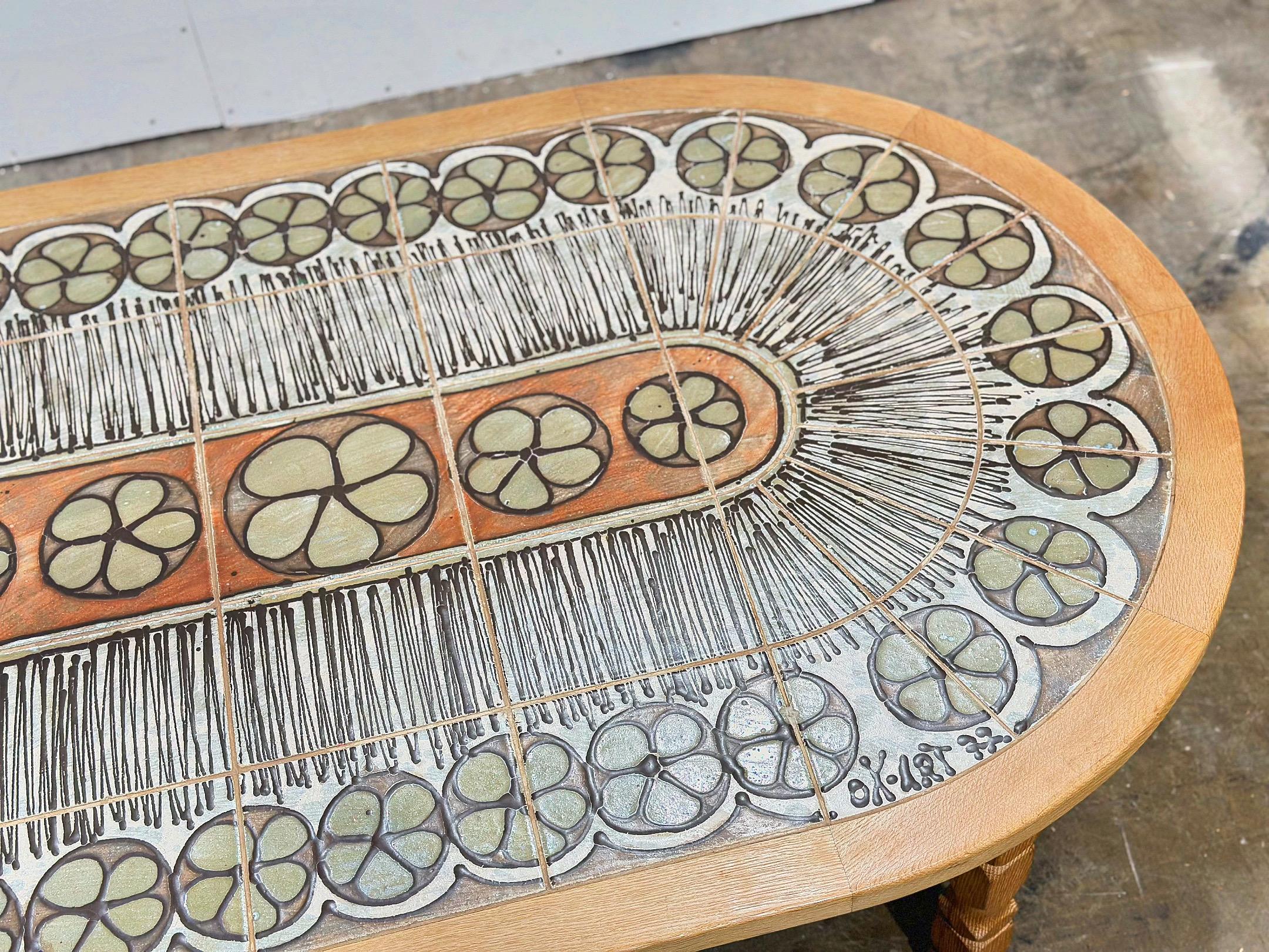Henning Kjaernulf Solid Oak Coffee Table - Midcentury Danish Modern Ox Art Tile 2