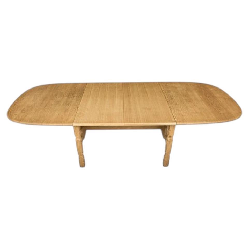 Henning Kjærnulf Solid Oak Dining Table, Denmark, Circa 1970s