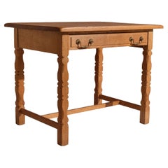 Henning Kjaernulf Solid Oak Side Table, Denmark 1960's