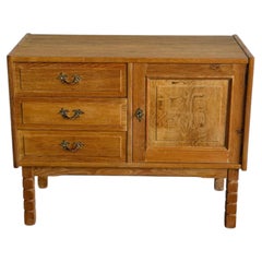 Henning Kjærnulf Solid Oak Three-Drawer Sideboard Danish Vintage 1970s