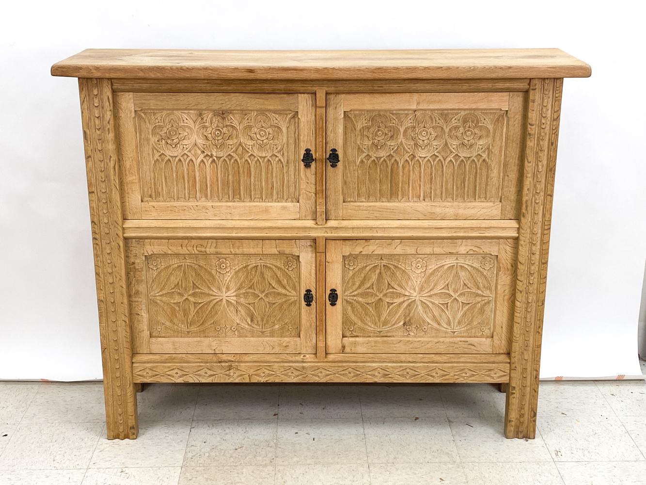 Danish Henning Kjærnulf-Style Carved Oak Sideboard Cabinet For Sale