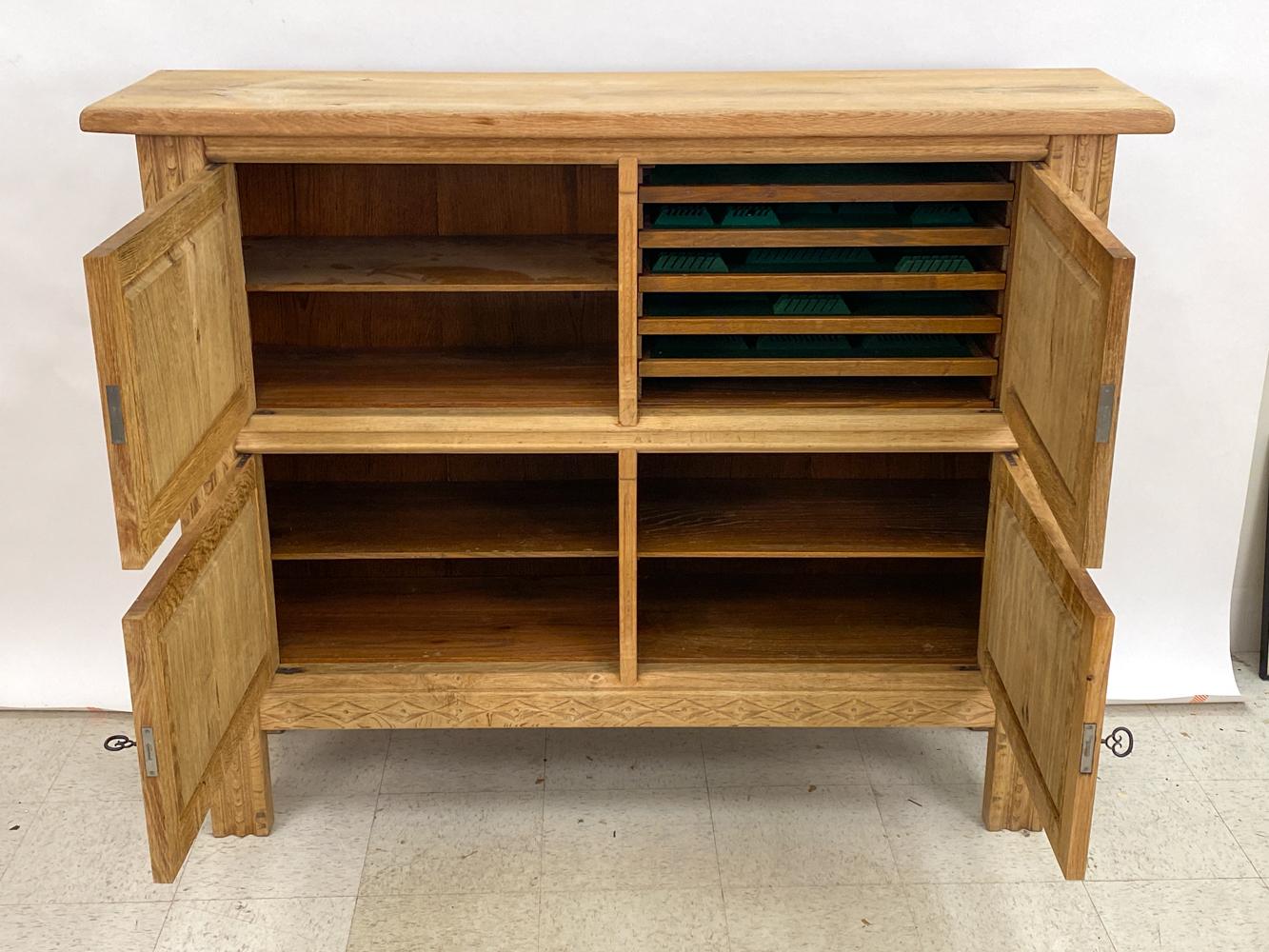 Henning Kjærnulf-Style Carved Oak Sideboard Cabinet For Sale 2
