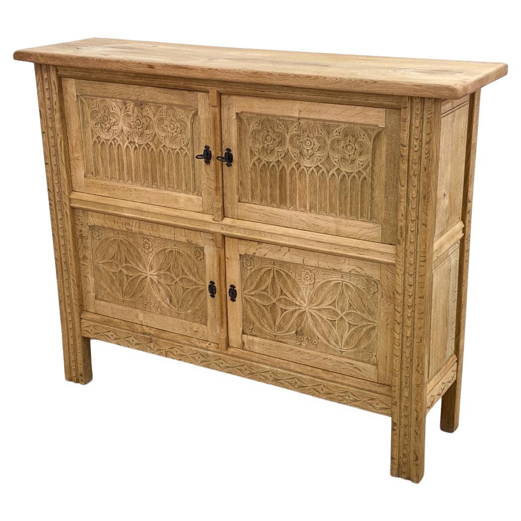 Henning Kjærnulf-Style Carved Oak Sideboard Cabinet