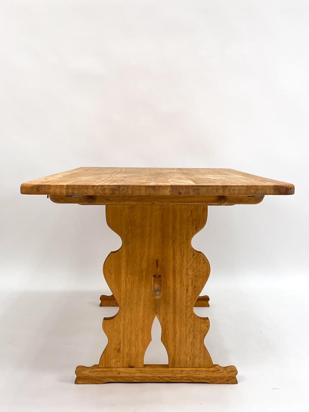 Henning Kjaernulf-Style Danish Mid-Century Oak Trestle Dining Table 5