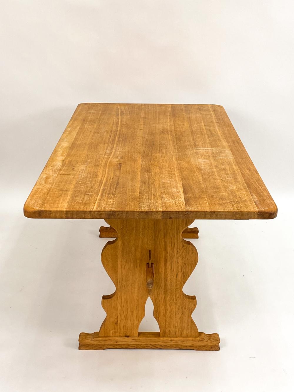 Henning Kjaernulf-Style Danish Mid-Century Oak Trestle Dining Table 4