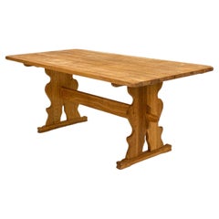 Henning Kjaernulf-Style Danish Mid-Century Oak Trestle Dining Table