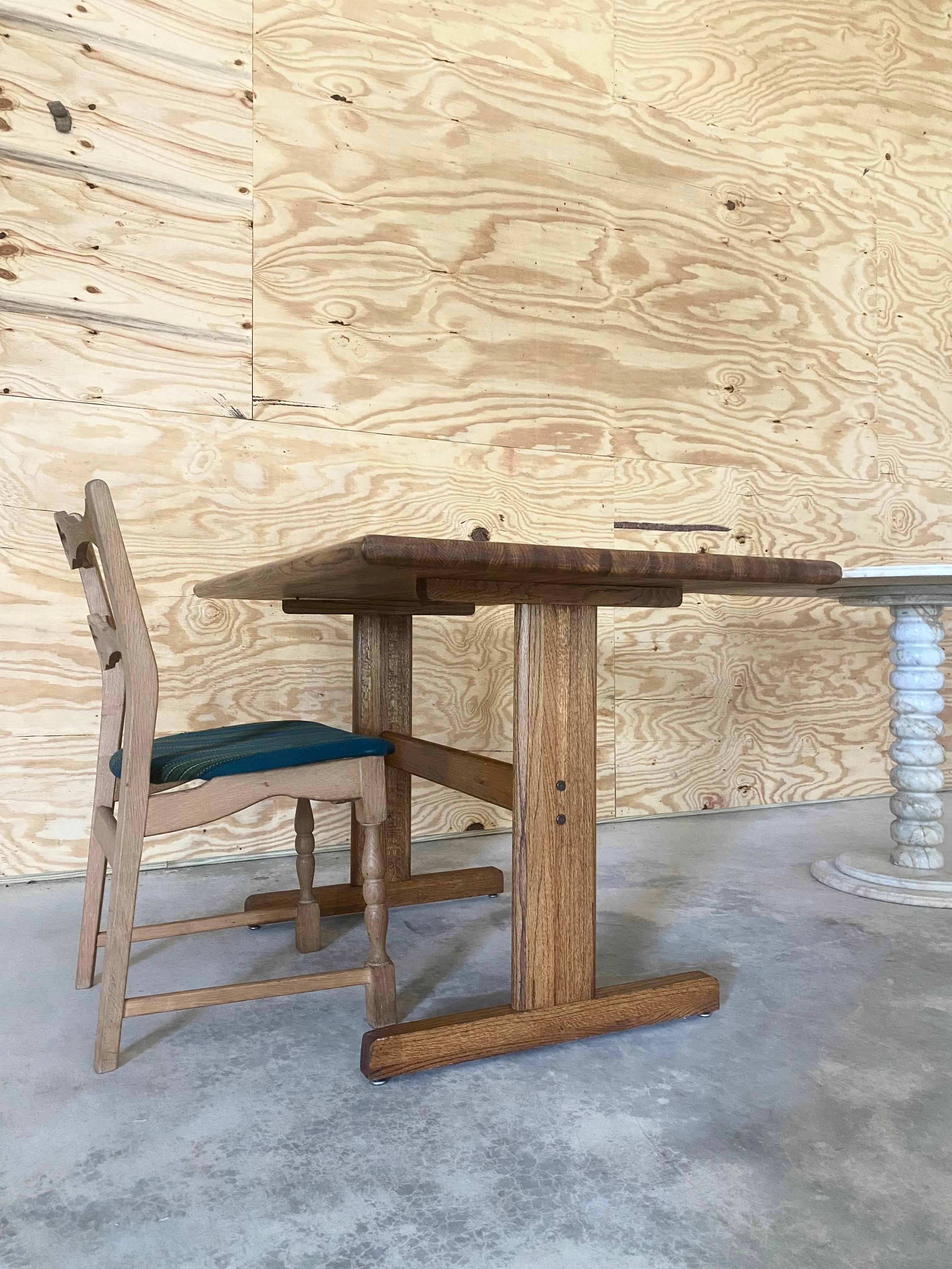 20th Century Henning Kjaernulf-Style Oak Dining Chairs, Set of 6 For Sale