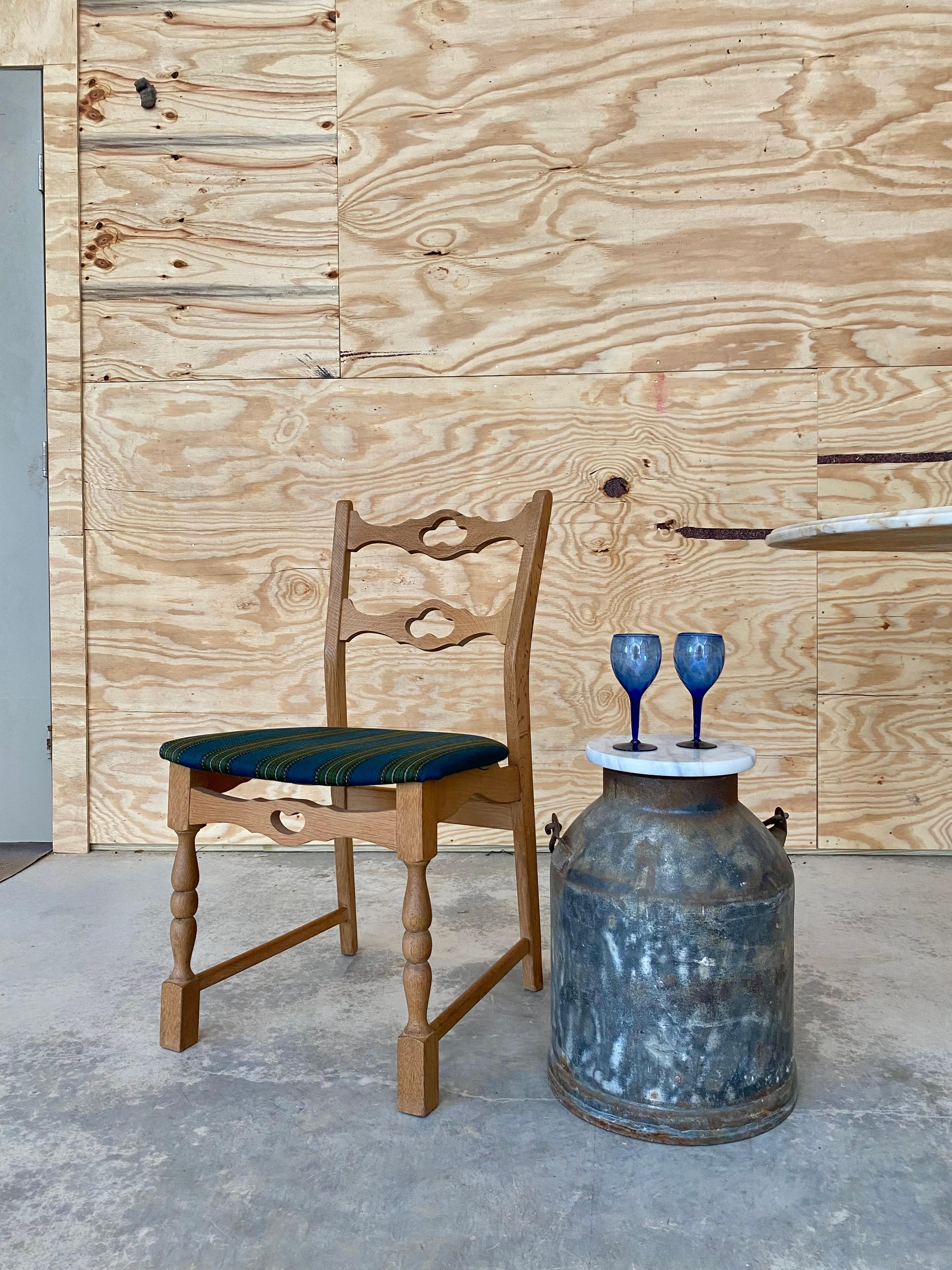 Textile Henning Kjaernulf-Style Oak Dining Chairs, Set of 6 For Sale