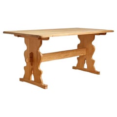 Henning Kjaernulf-Style Oak Trestle Dining Table