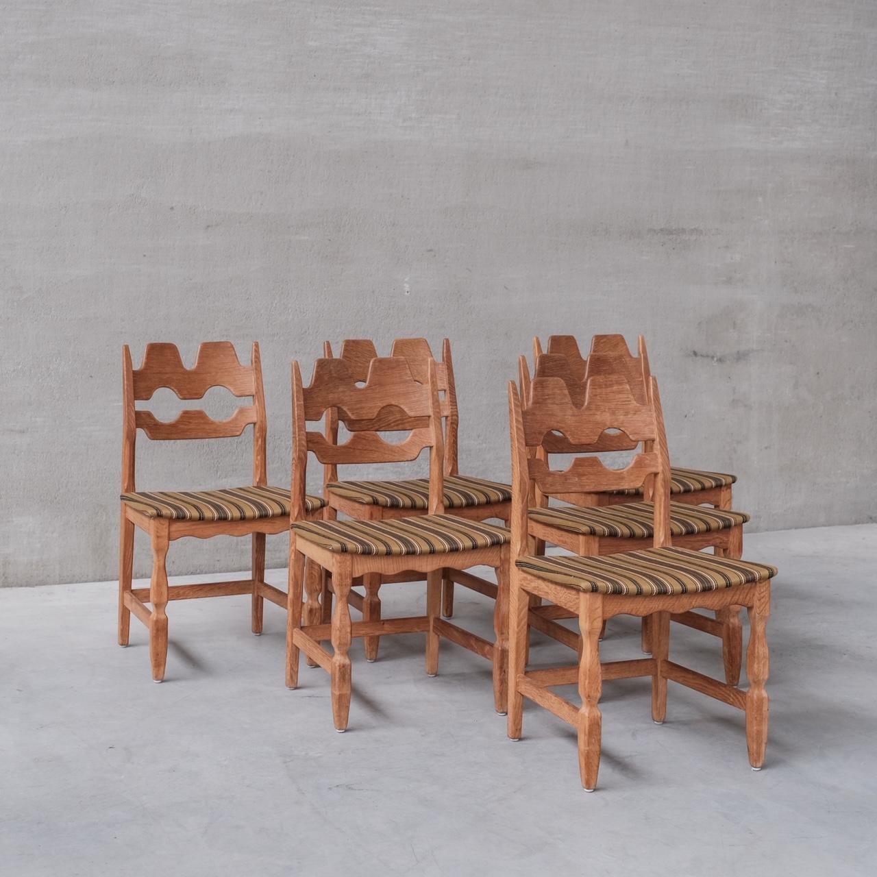 Henning Kjaernulf Tall Oak Razor Danish Mid-Century Dining Chairs '6' 7