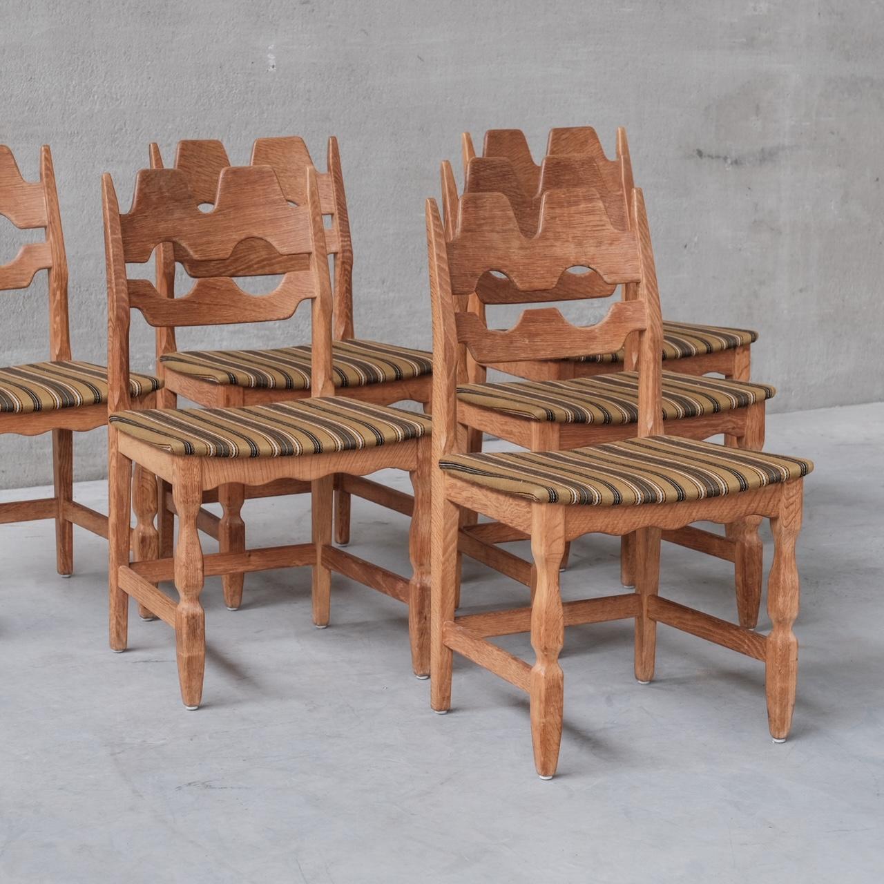 Henning Kjaernulf Tall Oak Razor Danish Mid-Century Dining Chairs '6' 8