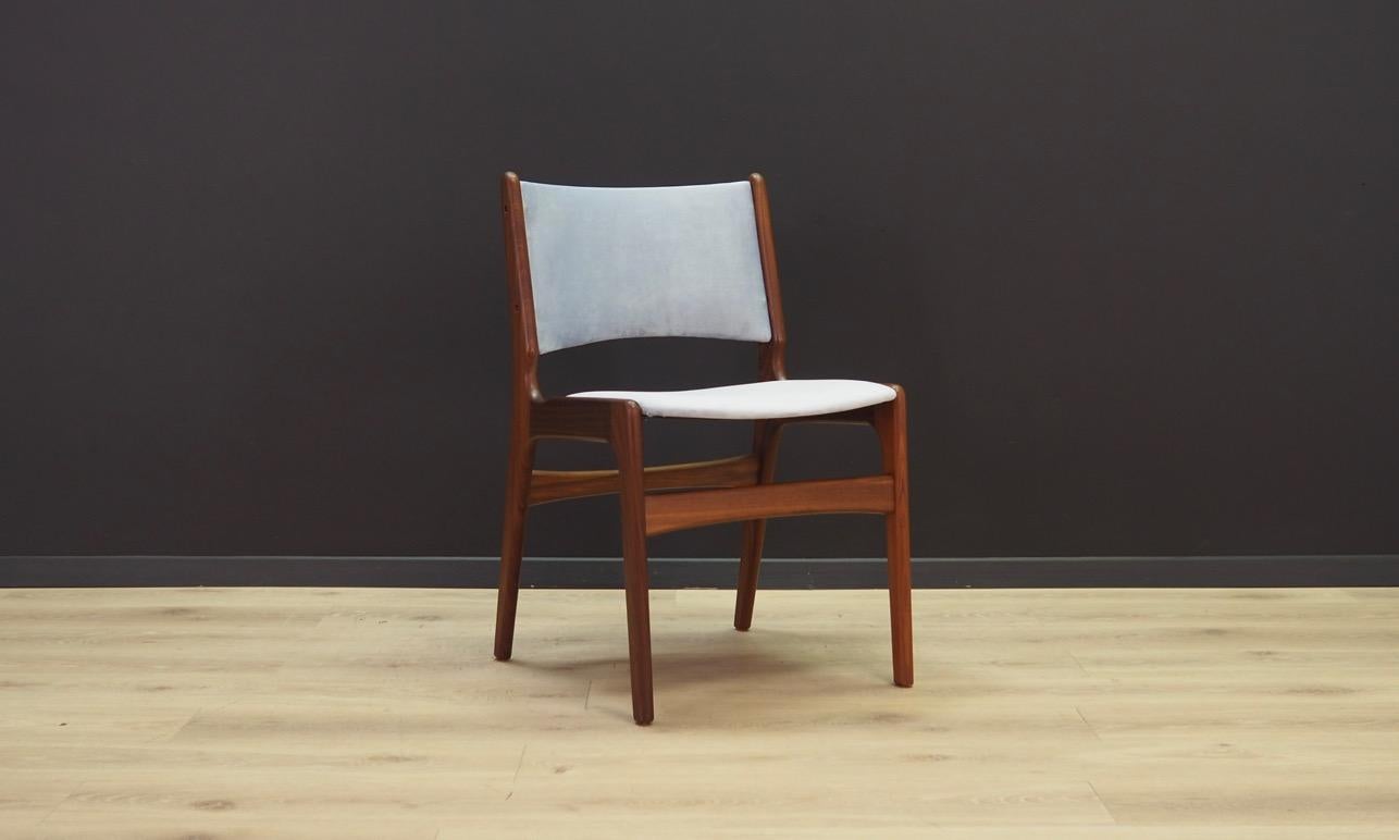 Scandinavian Modern Henning Kjaernulf Teak Grey Chairs Vintage, 1960s