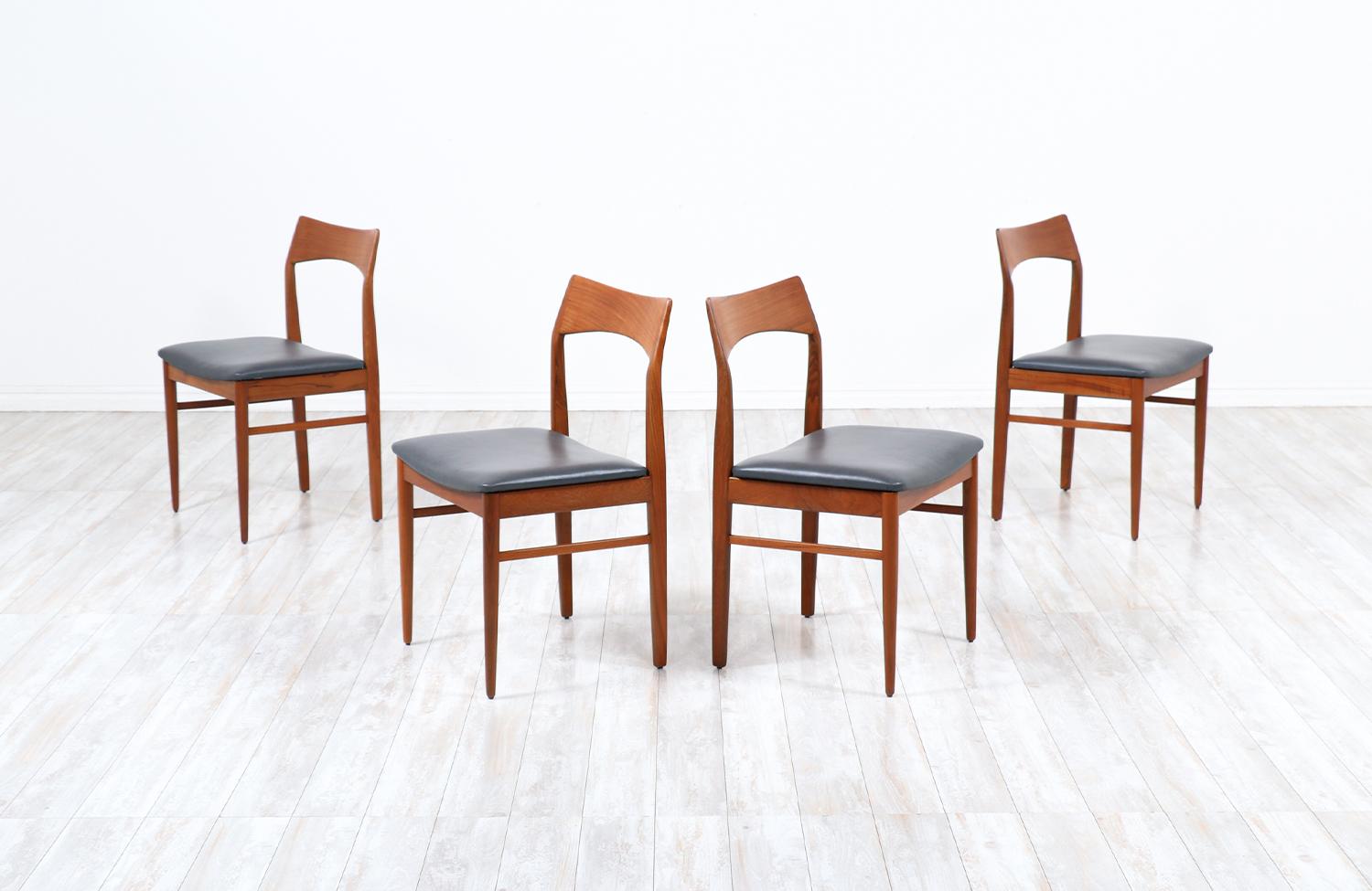 Henning Kjærnulf teak & leather dining chairs for Vejle Møbler.

________________________________________

Transforming a piece of Mid-Century Modern furniture is like bringing history back to life, and we take this journey with passion and