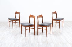 Henning Kjærnulf Teak & Leather Dining Chairs for Vejle Møbler