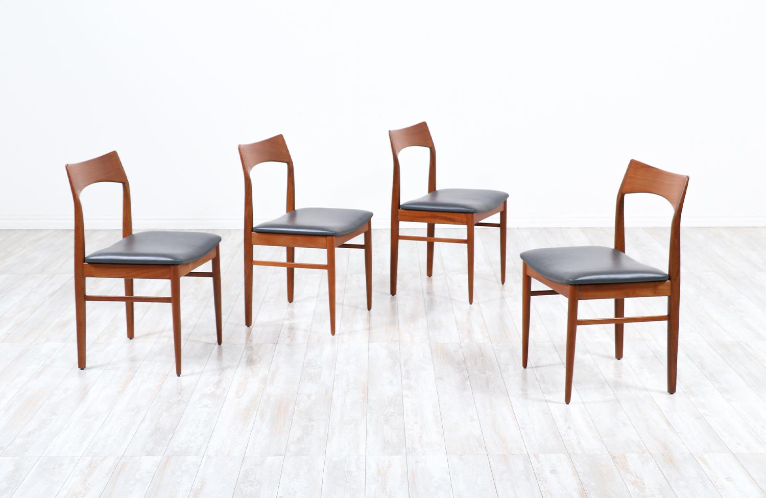 Mid-Century Modern Henning Kjærnulf Teak & Leather Dining Chairs for Vejle Møbler For Sale