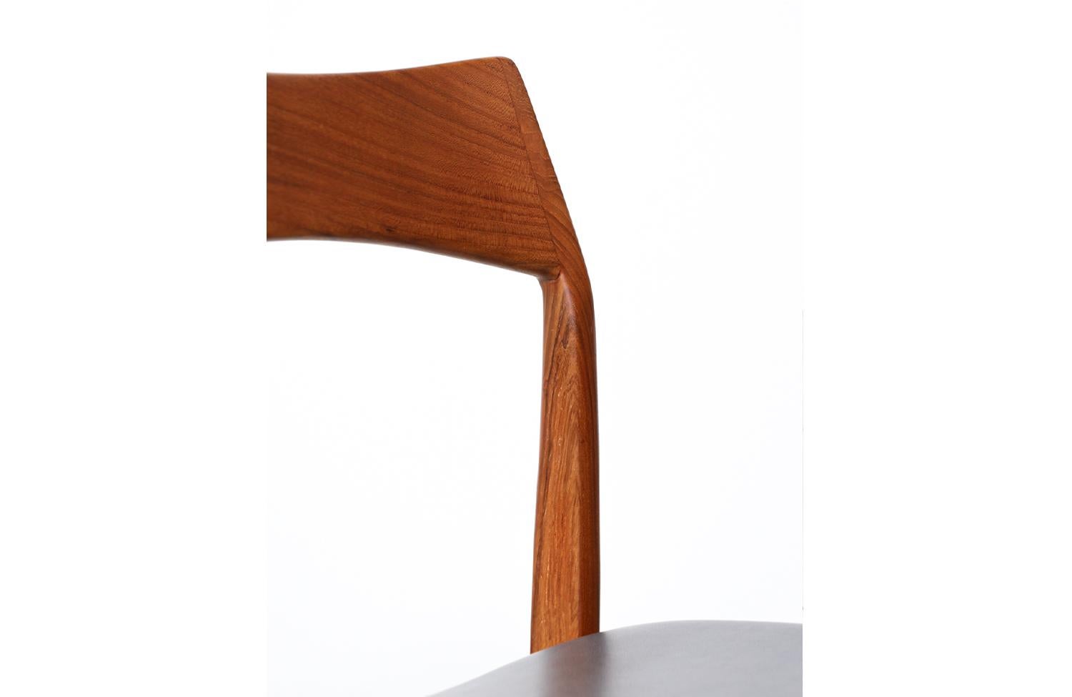 Henning Kjærnulf Teak & Leather Dining Chairs for Vejle Møbler For Sale 1