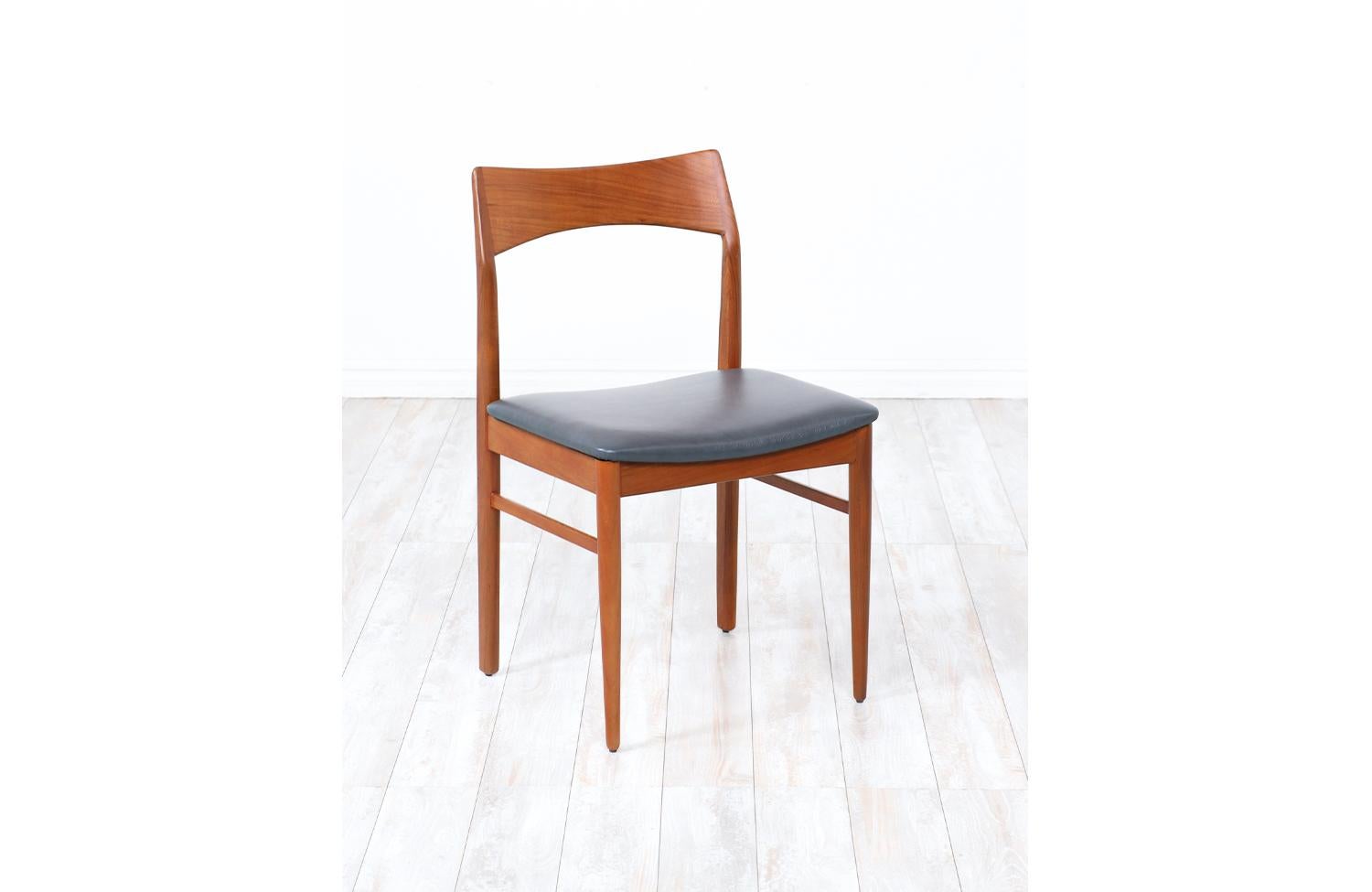 Henning Kjærnulf Teak & Leather Dining Chairs for Vejle Møbler For Sale 2