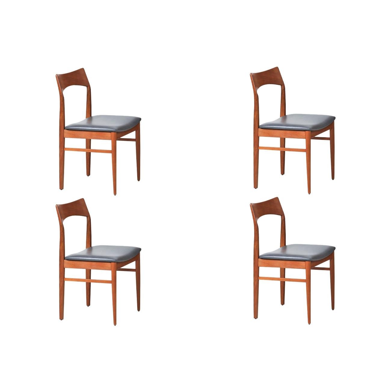 Henning Kjærnulf Teak & Leather Dining Chairs for Vejle Møbler