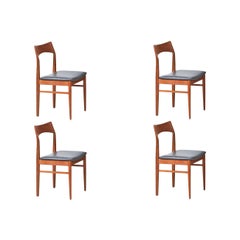 Henning Kjærnulf Sillas de comedor de teca y cuero para Vejle Møbler
