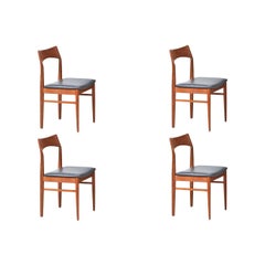 Used Henning Kjærnulf Teak & Leather Dining Chairs for Vejle Møbler