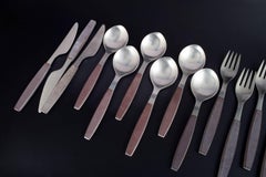 Henning Koppel for Georg Jensen. Complete "Strata" cutlery set for six persons.