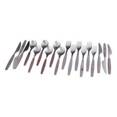 Henning Koppel for Georg Jensen. Complete "Strata" cutlery set for six persons.