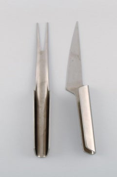 Henning Koppel for Georg Jensen, Rare Blue Shark Carving Set in Stainless Steel