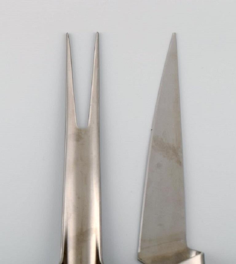 Danish Henning Koppel for Georg Jensen, Rare Blue Shark Carving Set in Stainless Steel