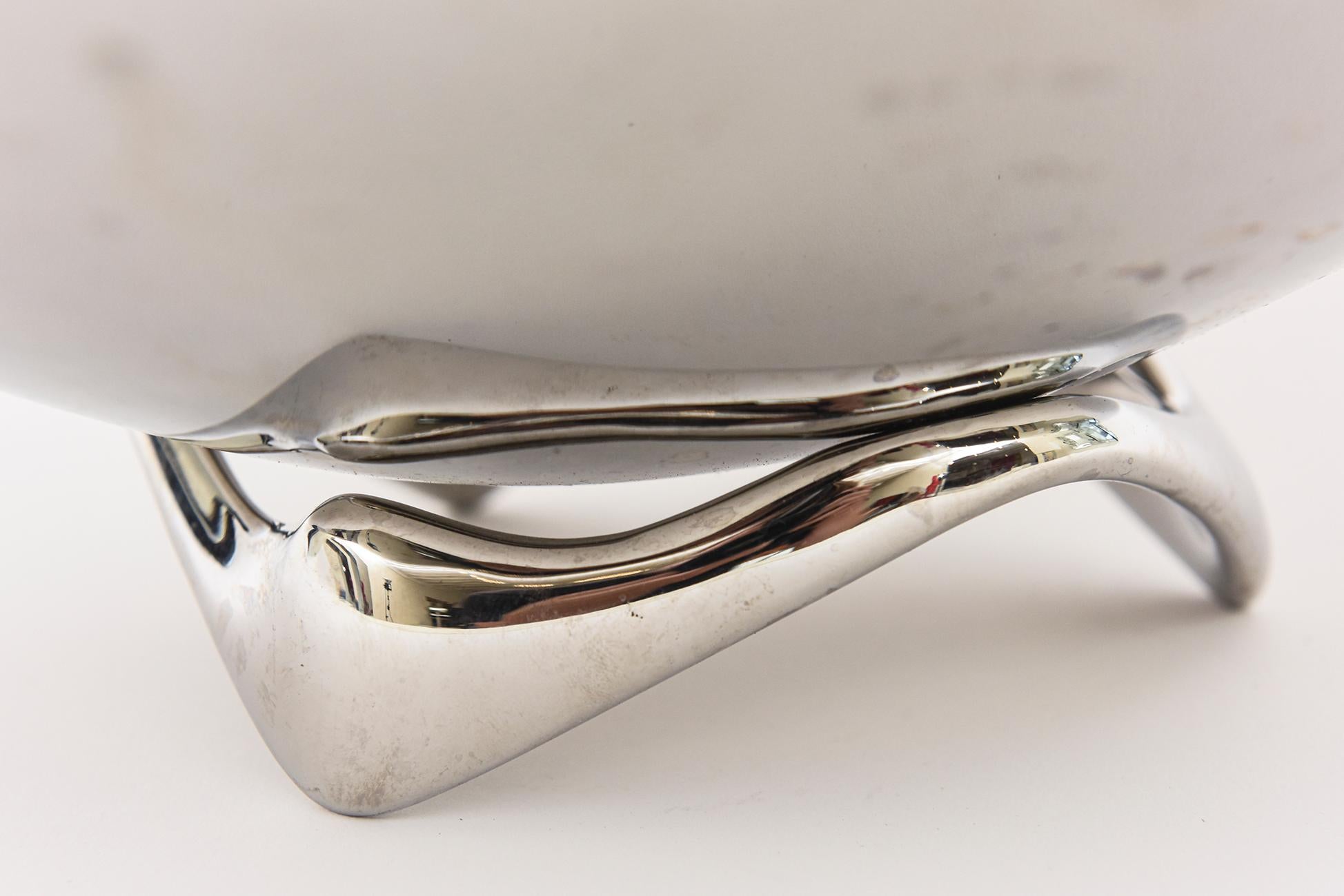 Henning Koppel para Georg Jensen Bol o cuenco biomórfico de acero inoxidable en Bueno estado para la venta en North Miami, FL