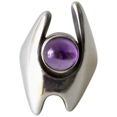 Henning Koppel for Georg Jensen Sterling Silver Amethyst Danish Modernist Ring
