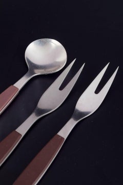 Henning Koppel for Georg Jensen. Two cold-meat/serving forks and bouillon spoon