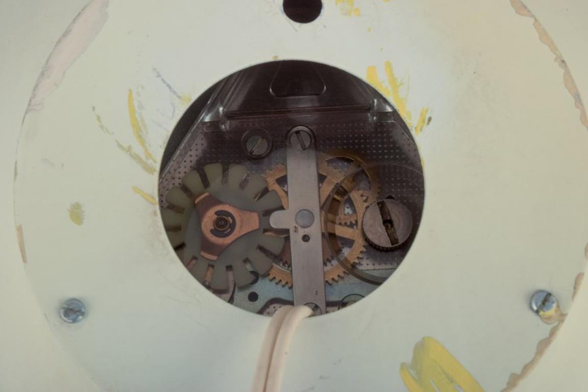 Mid-20th Century Henning Koppel for Georg Jensen. Wall clock made of white plastic and metal. For Sale