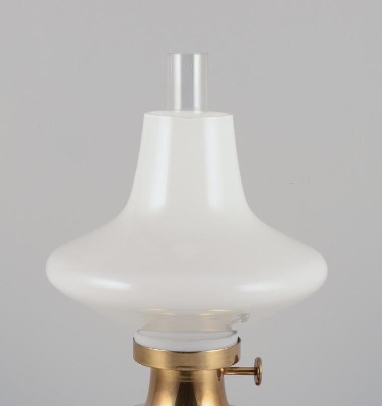 Henning Koppel for Louis Poulsen.  Petronella oil lamp in brass with opal glass In Excellent Condition In København, Copenhagen