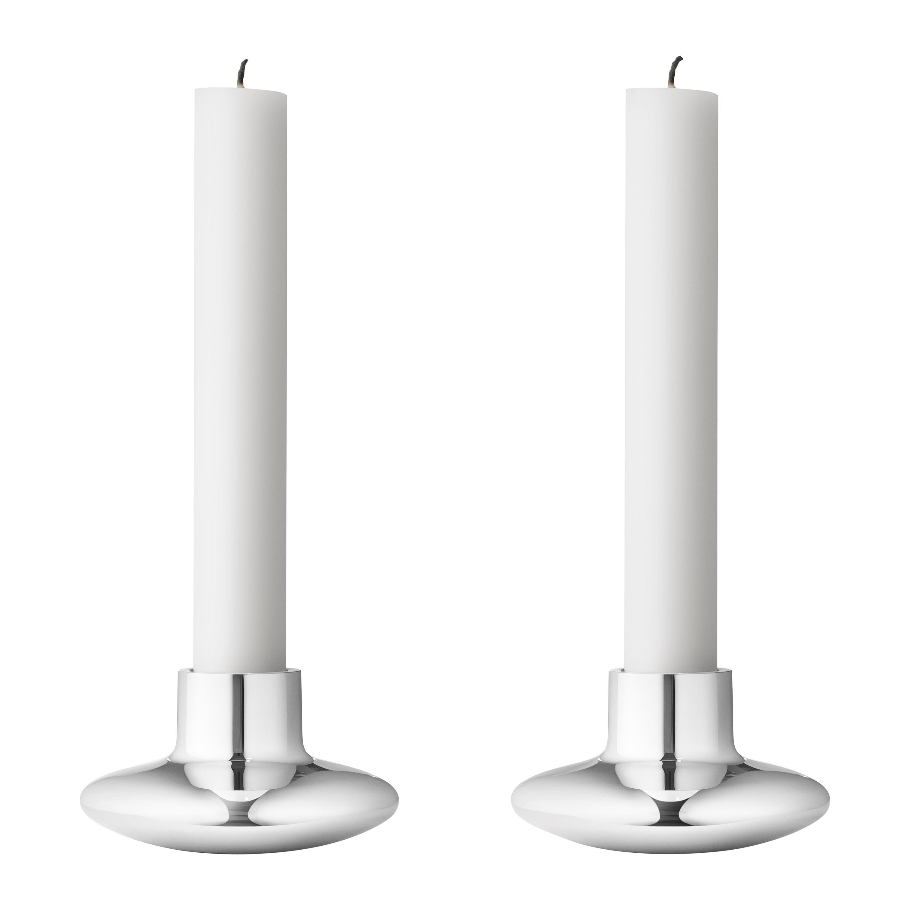 Henning Koppel Set of Candle Holders in Stainless Steel Finish by Georg Jensen