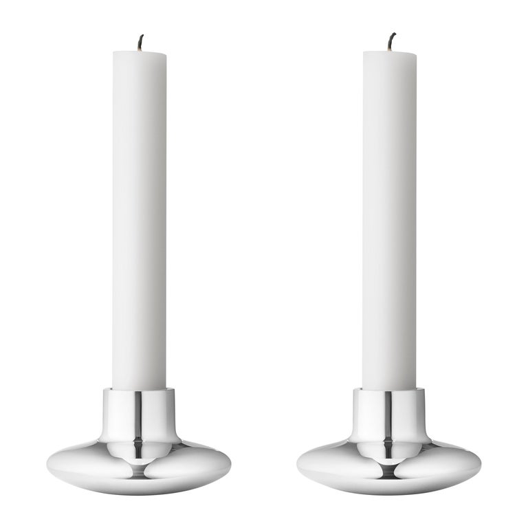 Henning Koppel Set of Candle Holders in Stainless Steel Finish by