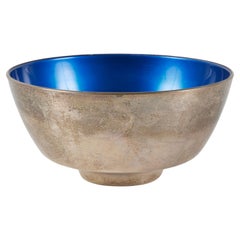 Vintage Henning Koppel Silver and Blue Enamel Bowl