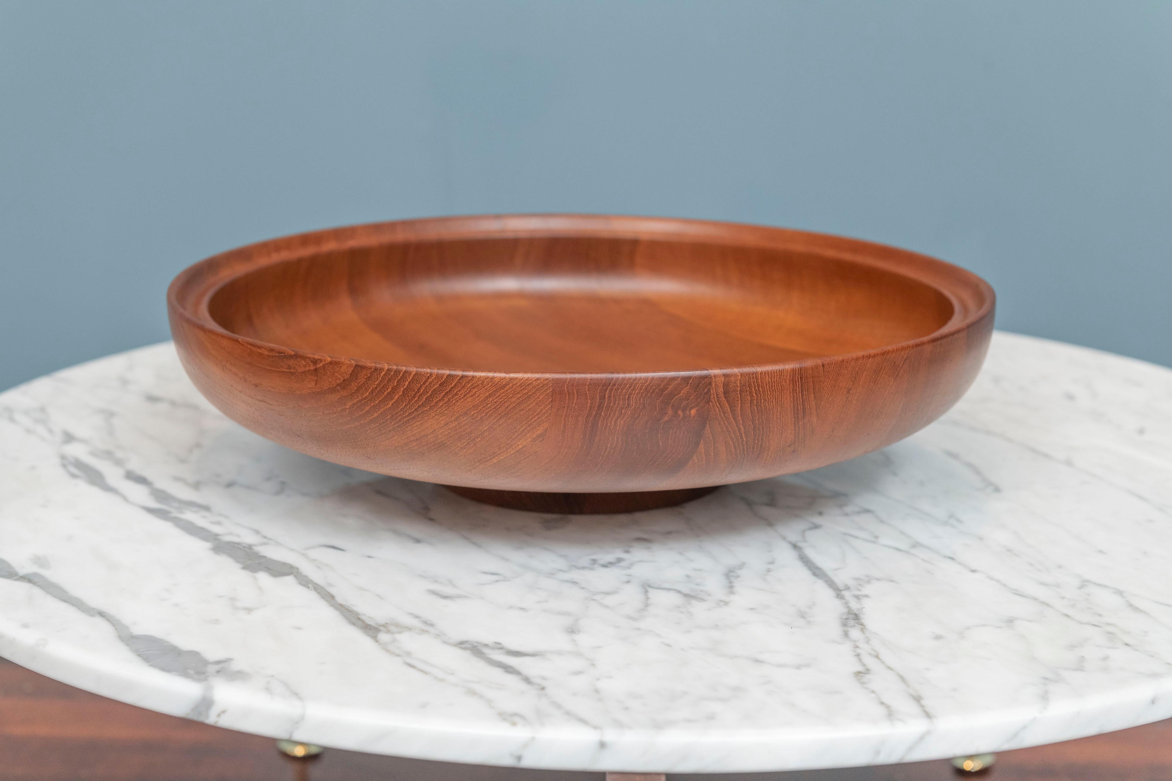 Henning Koppel staved teak bowl for Georg Jensen, Denmark. This seems to be the largest size offered at 19
