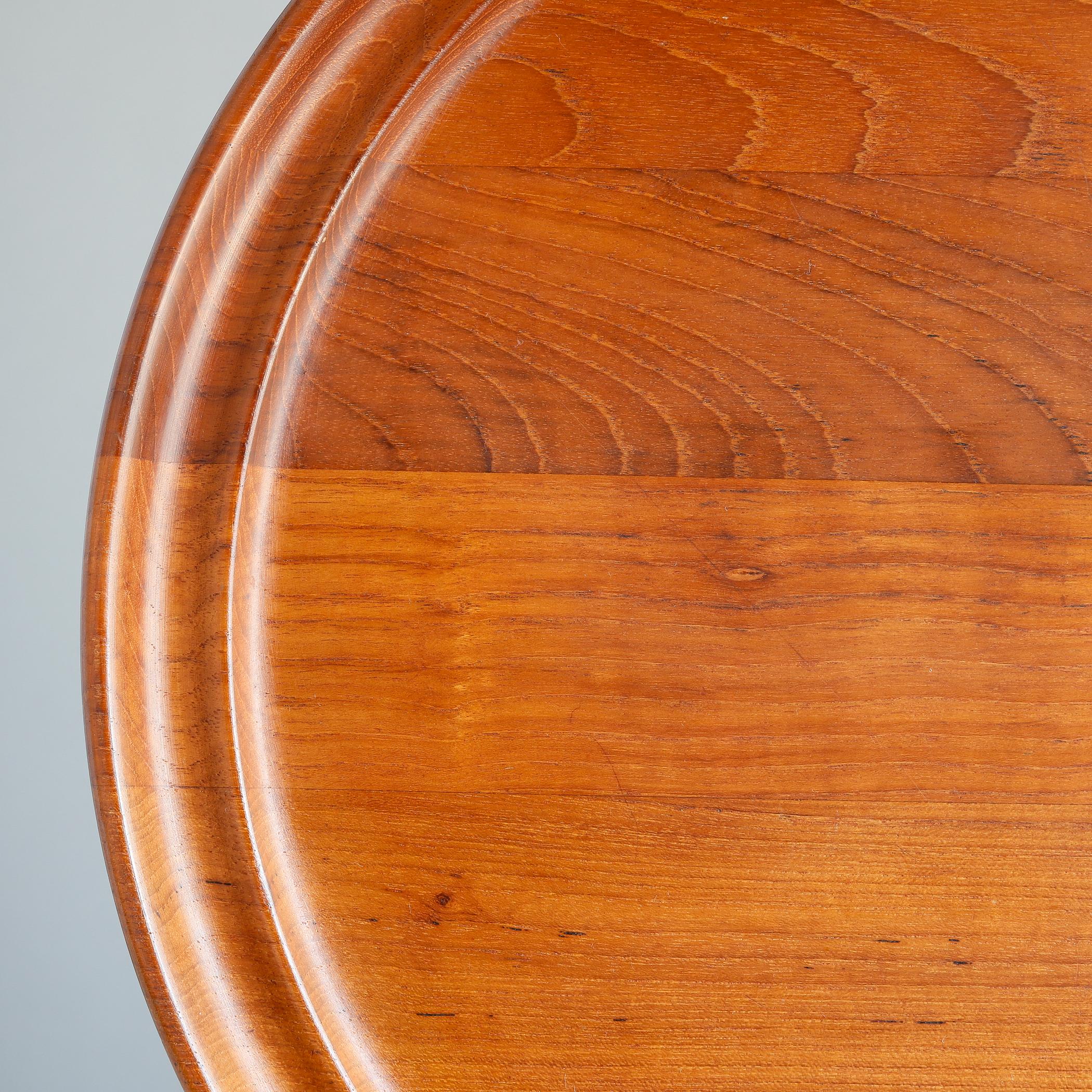 Danish Henning Koppel Teak Tray for Georg Jensen, Staved Wood Round Serving Tray For Sale