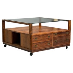 Henning Korch, Danish Modern, Rosewood, Rolling Coffee Table, Denmark, 1960s