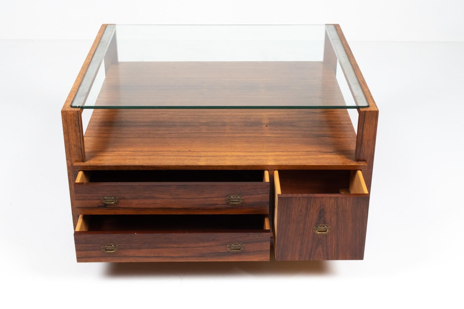 coffee table with glass display drawer