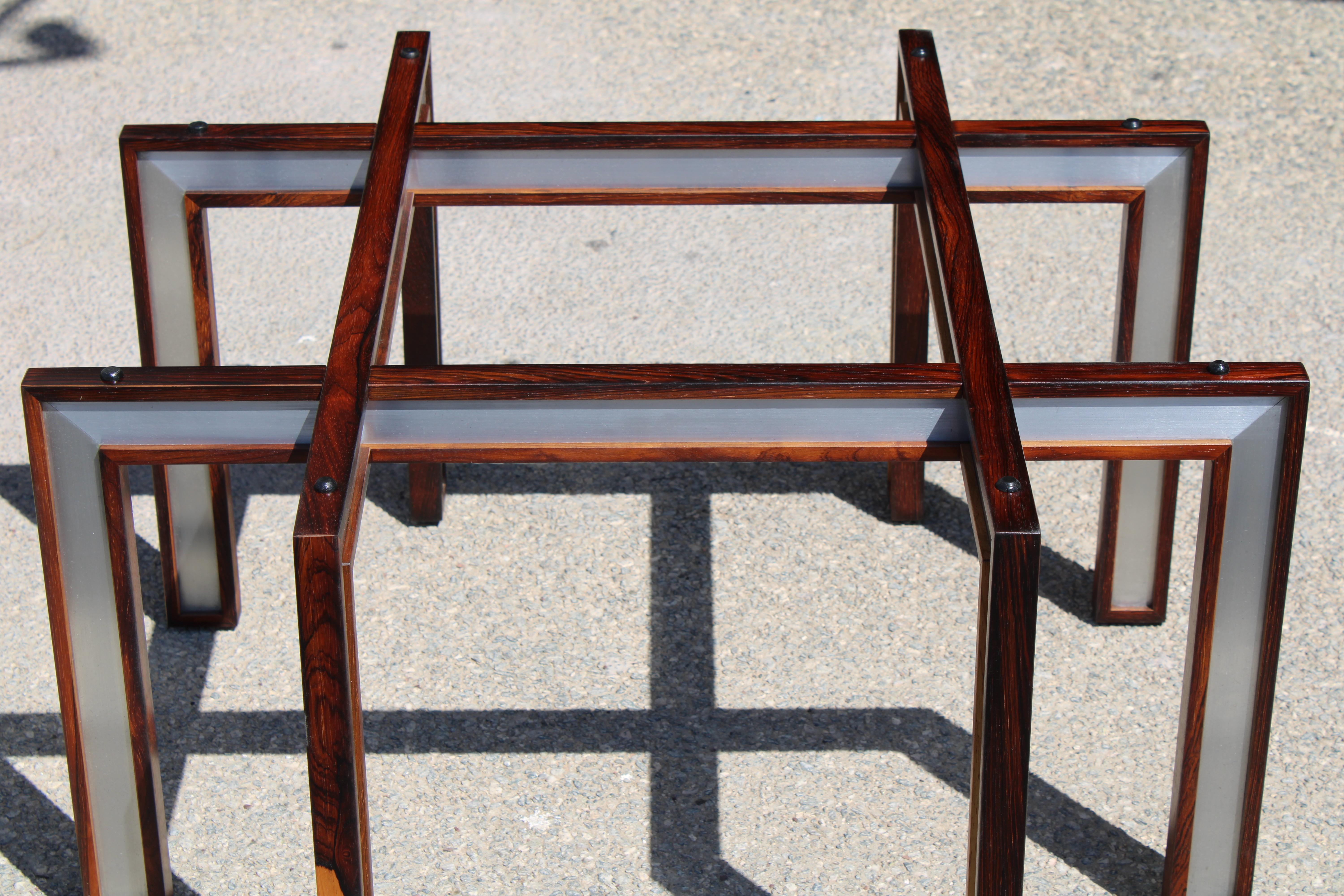 Mid-Century Modern Henning Korch pour C.I.C. Table basse Christensen en palissandre et aluminium en vente