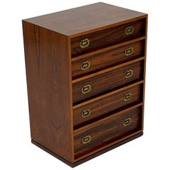 Henning Korch Rosewood Campaign Jewelry Chest of Drawers from Denmark