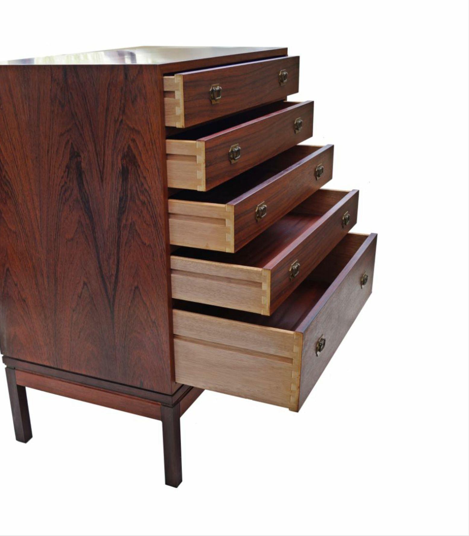 Mid-20th Century Henning Korch Rosewood Danish Modern Jewelry Lingerie Chest Dresser Flat File For Sale