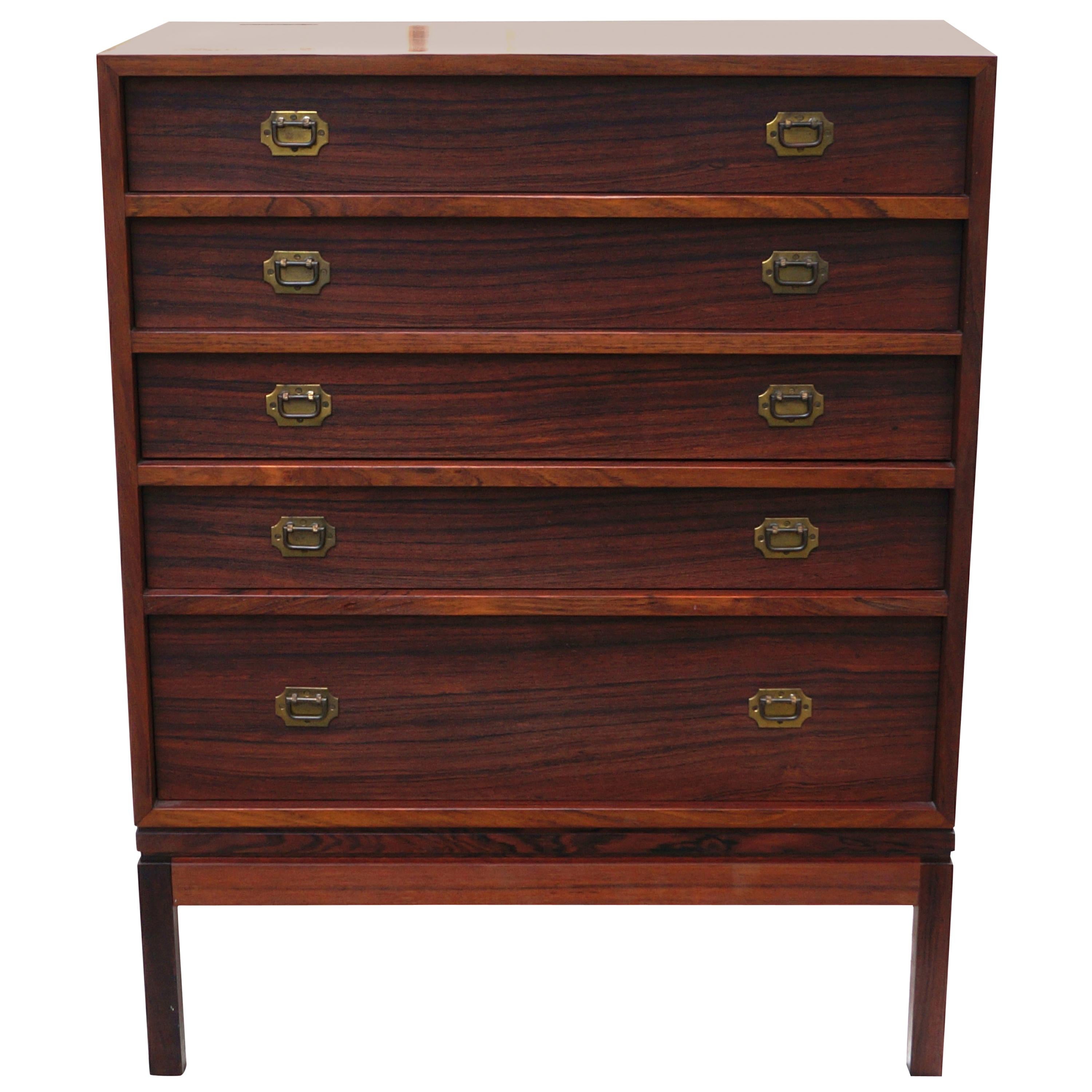 Henning Korch Rosewood Campaign Jewelry Lingerie Chest Dresser Flat File