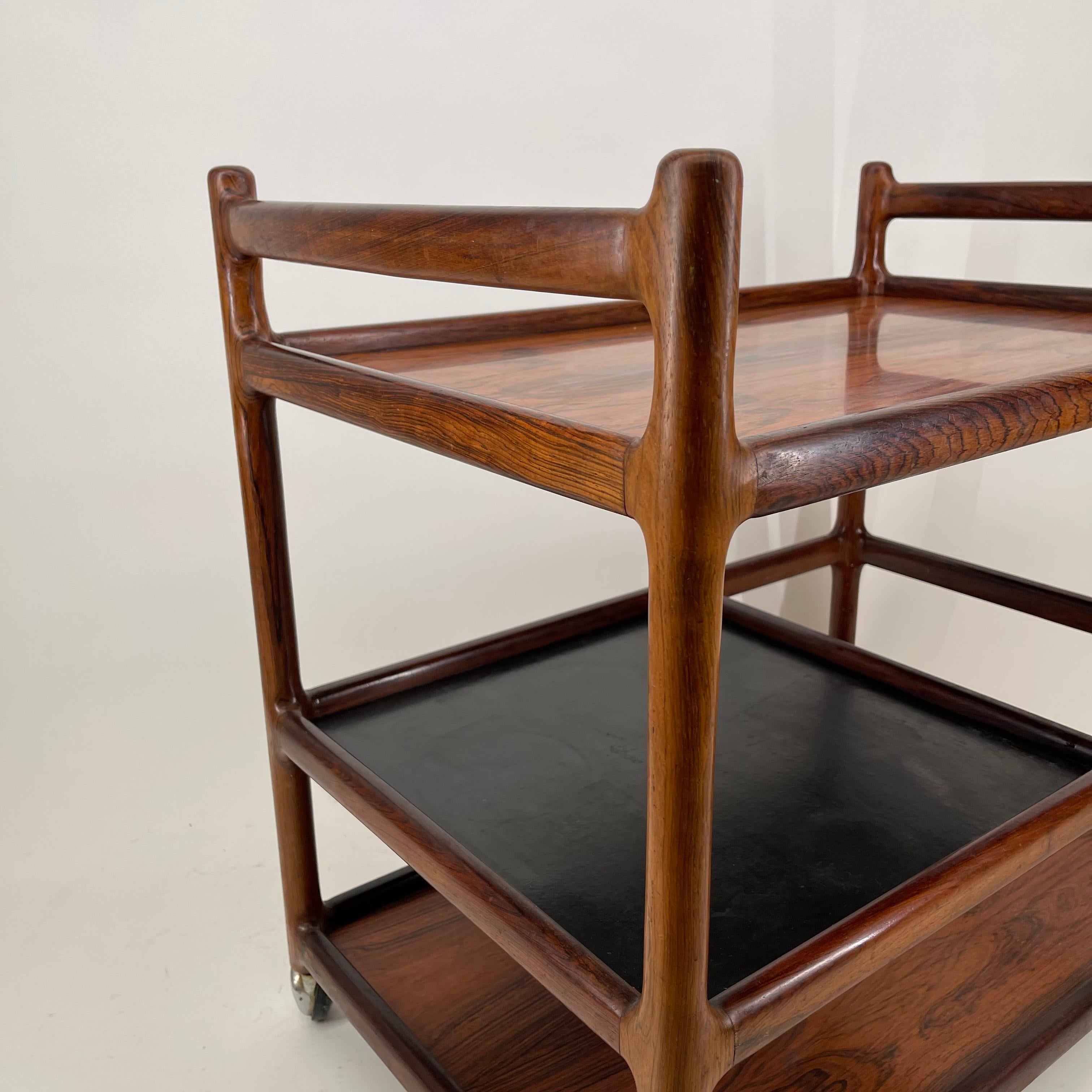 Henning Korch Wooden Serving Bar Cart for C.F. Christensen, Denmark, 1960s For Sale 3