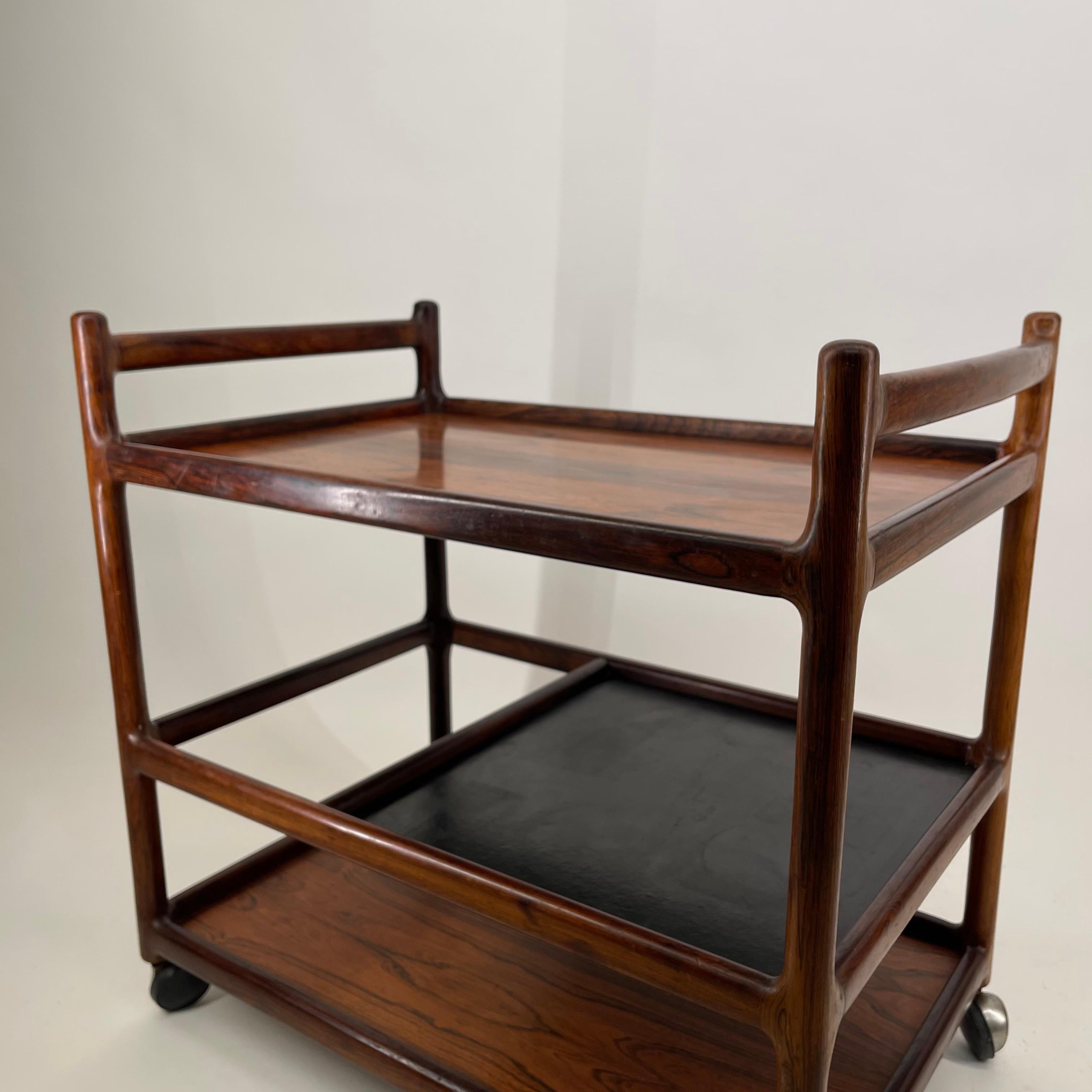 Henning Korch Wooden Serving Bar Cart for C.F. Christensen, Denmark, 1960s For Sale 4