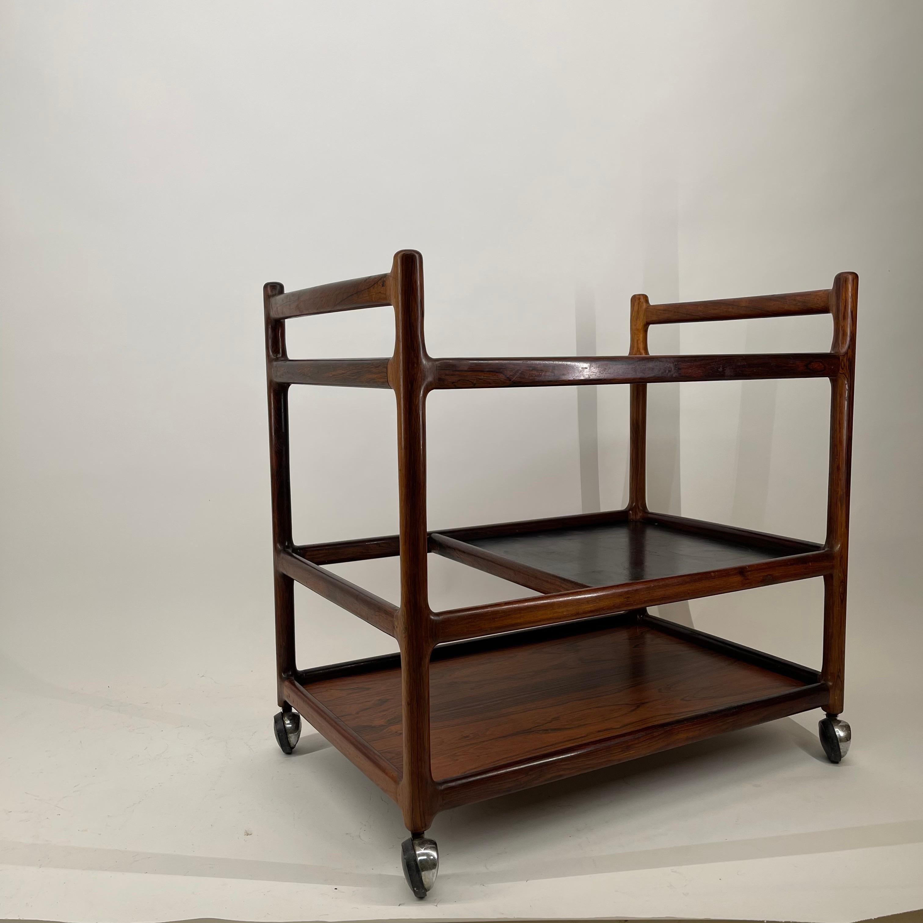 Henning Korch Wooden Serving Bar Cart for C.F. Christensen, Denmark, 1960s For Sale 5