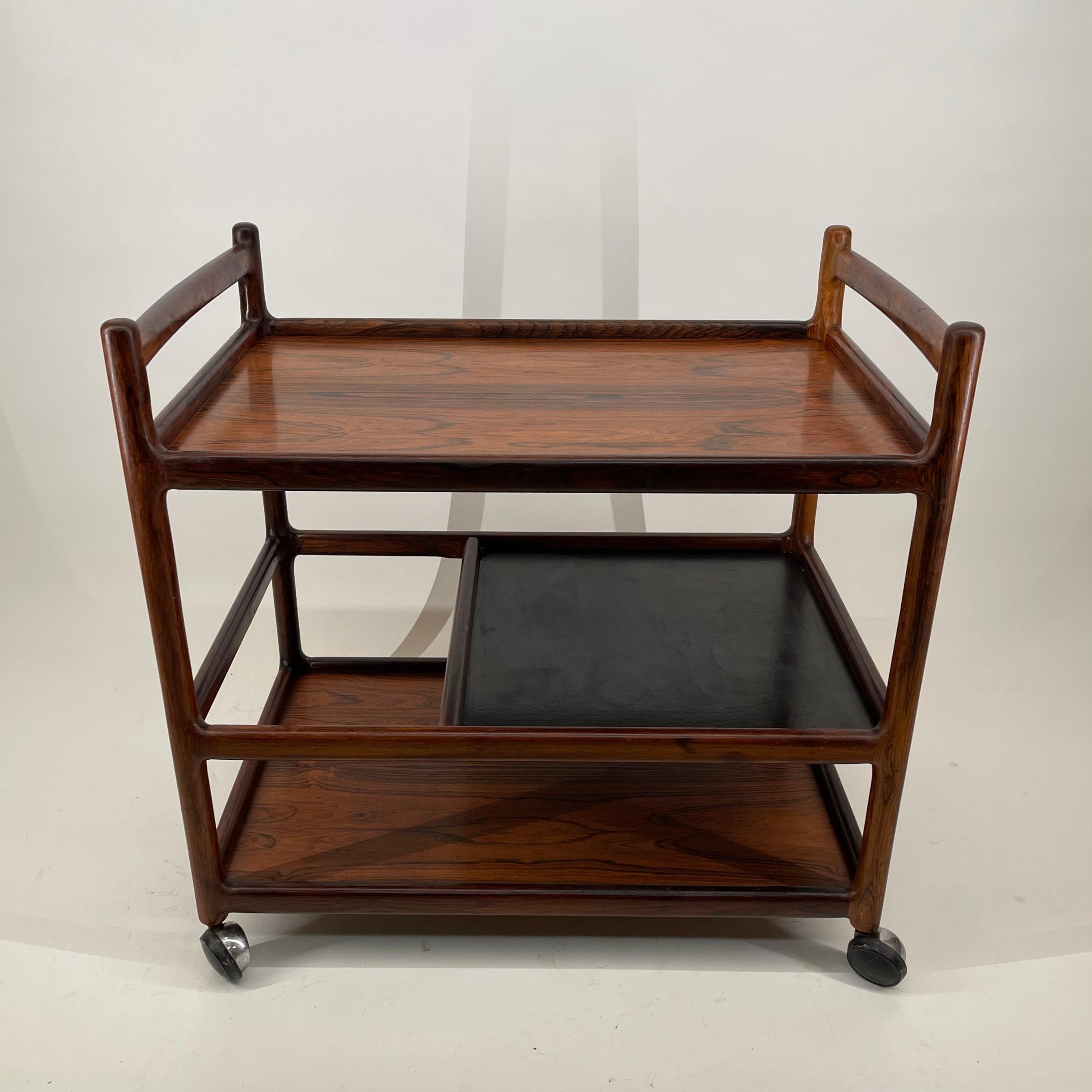 Trolley table in hardwood rosewood designed by Henning Korch, Denmark 1960s.