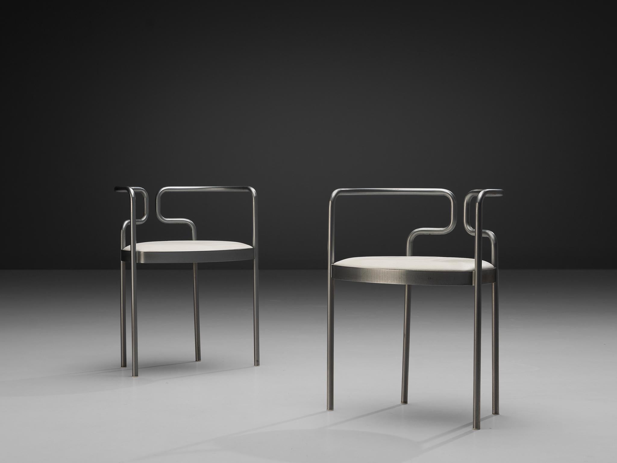 Danish Henning Larsen for Fritz Hansen Pair of Armchairs FH 9230 in Steel and Leather