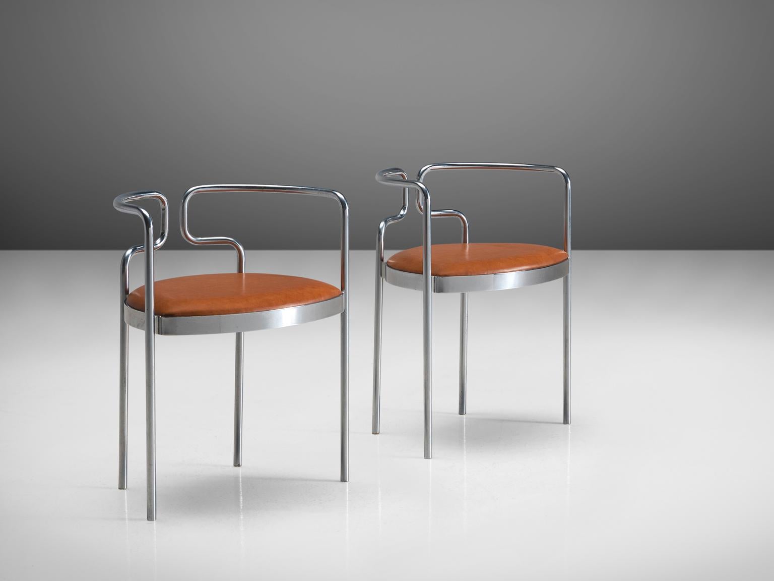 Mid-20th Century Henning Larsen Set of Six Tubular Dining Chairs with Cognac Leather